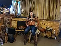 My beautiful step-mom, a housewife, teased with her hungry pussy at home. Those shoes made her a goddess.