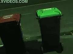 kiwi milf faces public embarrassment in the busy street while taking out the rubbish.