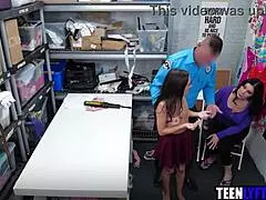 Damn! Step Mom and Daughter Bang Mall Cop in Threesome!