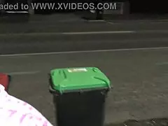 kiwi milf faces public embarrassment in the busy street while taking out the rubbish.