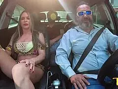 Cleo cadillac accidentally shows more than intended during the car ride, big ass and tits on display.