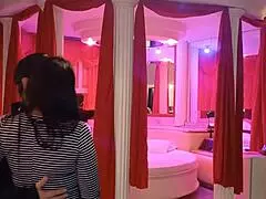 i showed my hard cock to the busty brunette, and she was impressed with the balls