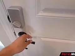 Pervy step mom and stepson couldn't resist at dinner 😈. Urges took over for wild fucking!