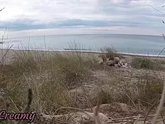French Teacher Slut's Amateur Blowjob on Public Nude Beach!