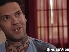 Tattooed Teen Hands Massage Big Boobs in Rough Session with Alexis Fawx