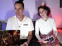 Playing strip game on ps4 with teacher and student.