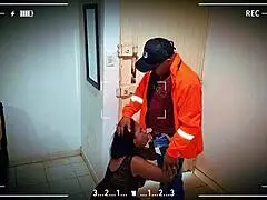 Casual sex with delivery guy, sucking cock and fucking in lingerie