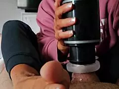 does the amateur wife use a toy on her horny neighbor?