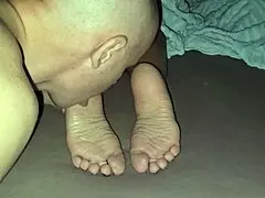 hey, he licked his stepmother's soles and came on them