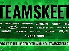 Stepson walks in on his redhead stepmom moaning while riding a big dildo, teasing with toys and anal masturbation.