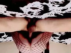 mature skinny women and a muscular man get intimate while filming their amateur session.