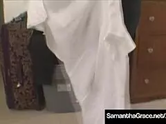 sexy babe samantha grace RUBS her PUSSY in cuban stockings