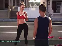 A wife and stepmother enjoy a relaxing jog together outdoors.