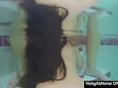 Milf Vicky Vette and her hot friend Teal Conrad enjoy poolside relaxation.