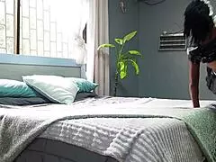 African maid Flowerandlouis gets her pussy licked by white boss.