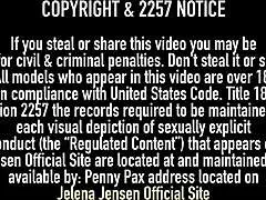 jelene jensen reaches orgasm with huge glass dildo in lingerie solo