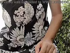 Nicoletta Squirts Hard in Her Garden While Wearing Sexy Lingerie