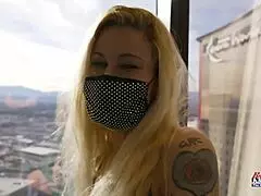 tattooed blonde cindy crawford gets banged and eats cum.