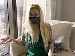 tattooed blonde cindy crawford gets banged and eats cum.