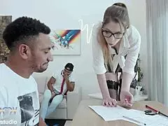 Alice Maze takes foot in ass, fisted by Felipe Costa, fucked by three studs.