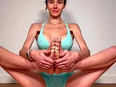 yoga session leads to orgasm with dildo toy in pov view