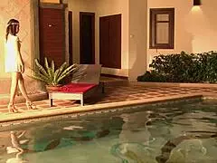 Asian mom in high heels enjoys a stylish evening.