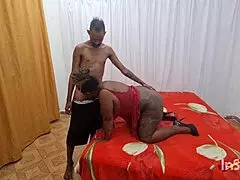 skinny guy pounds chubby milf's tits in rough doggystyle!