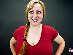 Blue-Eyed Busty Hottie Gwen Gets Banged Hard And Swallows Cum!