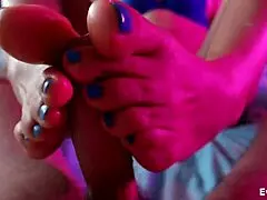 i got an asian footjob and handjob, cum all over my toes... oops