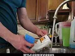 Stepmom rewarding helpful stepson with a hard fuck.