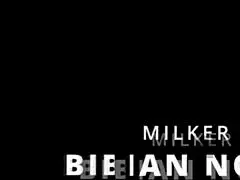 old butler worships busty mommy's tits, cumming on her fat body