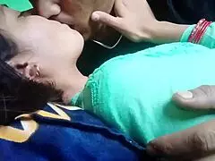 Just kissing and pressing my girlfriend's boobs at home with foreplay