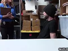 Female LP Officer Forces Pussy Feeding on Male Suspect