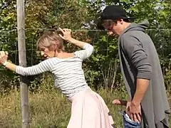 Old fit granny outdoors begging for a hardcore encounter and receiving it