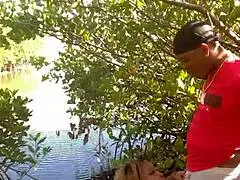 Quickie at the beach with monster cock deepthroat