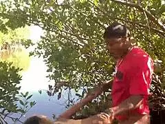 Quickie at the beach with monster cock deepthroat