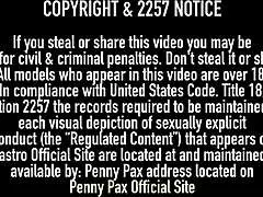 Penny Pax Teasing with Double-Head Dildo Outdoors