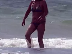 Milf Cums on Beach