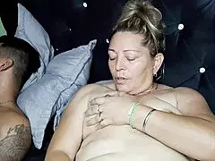 Hot milf gets horny watching her stepson's big cock