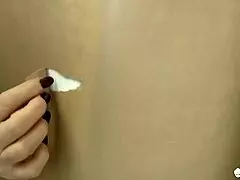 Mature Lacey Starr licks new sex doll's tits.