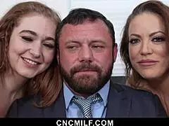 Freeuse family helps dad relax before job interview with group sex