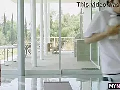 Hot milf paris the muse catches milk man cumming during workout