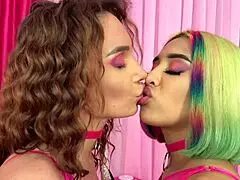 Roxy Lips Performs Muff Diving and Scissoring with Dildo in Missionary Position