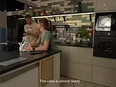 ميليف ساخنة زوجة خطوة توقف الزب في الكعكة، تدخل في منظور زوجة خطوة