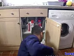Cheeky Plumber Fits English Milf's Pipe