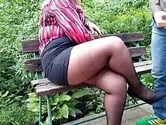 Gorgeous Mother-in-Law in Pantyhose Gets Cum on Nylon Legs