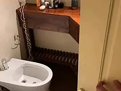 pervert stepbro spies on sister in shower to shoot huge sperm load on her face