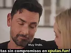 two guys passionately fuck hot blonde spanish sub with blowjob and anal