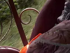 hairy mature flashes upskirt on carriage