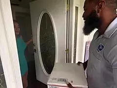 Sexy Latina Deepthroats And Fucks Mailman Bareback